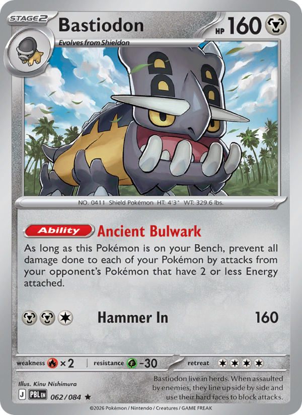 Bastiodon 062 uit Pitch Black Pokémon kaart
