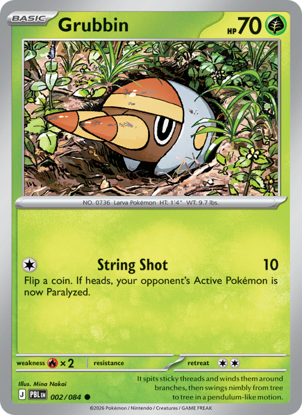 Grubbin 002 uit Pitch Black Pokémon kaart