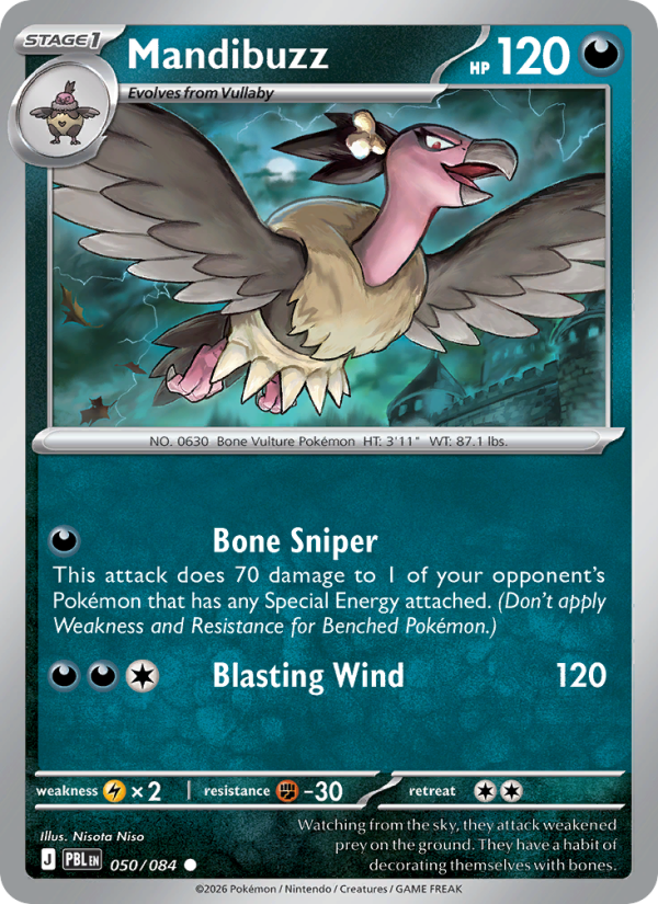 Mandibuzz 050 uit Pitch Black Pokémon kaart