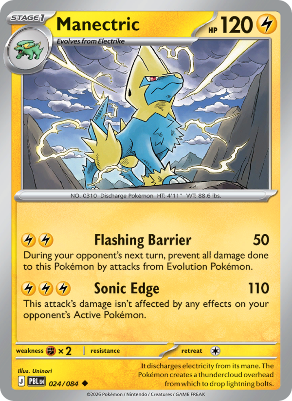 Manectric 024 uit Pitch Black Pokémon kaart