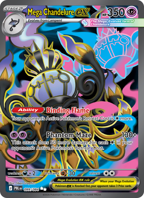 Mega Chandelure ex 099 uit Pitch Black Pokémon kaart