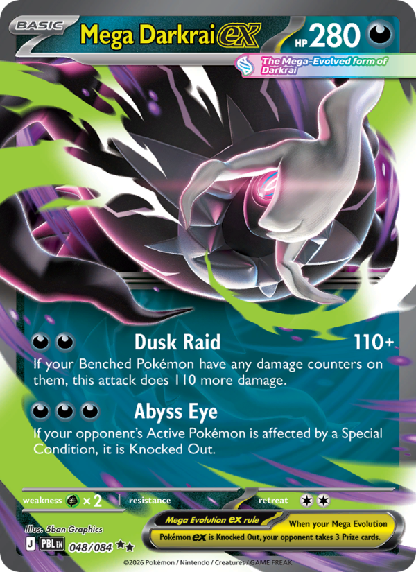 Mega Darkrai ex 048 uit Pitch Black Pokémon kaart