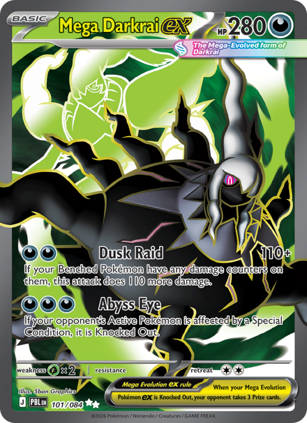 Mega Darkrai ex 101 uit Pitch Black Pokémon kaart