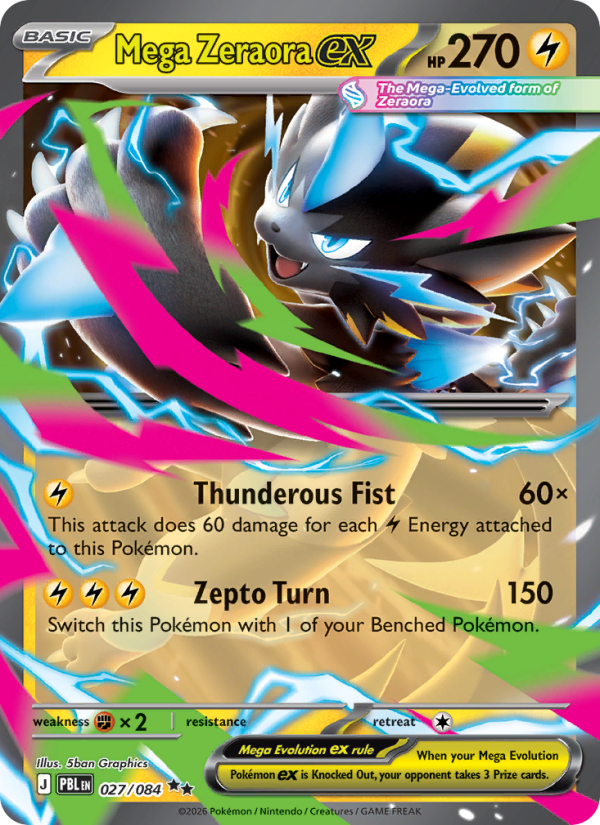 Mega Zeraora ex 027 uit Pitch Black Pokémon kaart