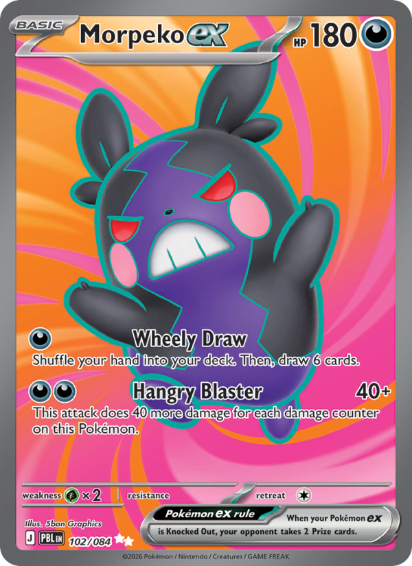Morpeko ex 102 uit Pitch Black Pokémon kaart
