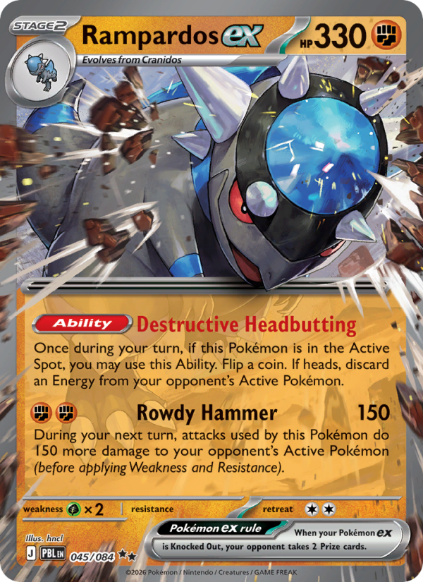 Rampardos ex 045 uit Pitch Black Pokémon kaart
