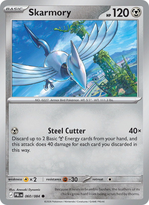 Skarmory 060 uit Pitch Black Pokémon kaart
