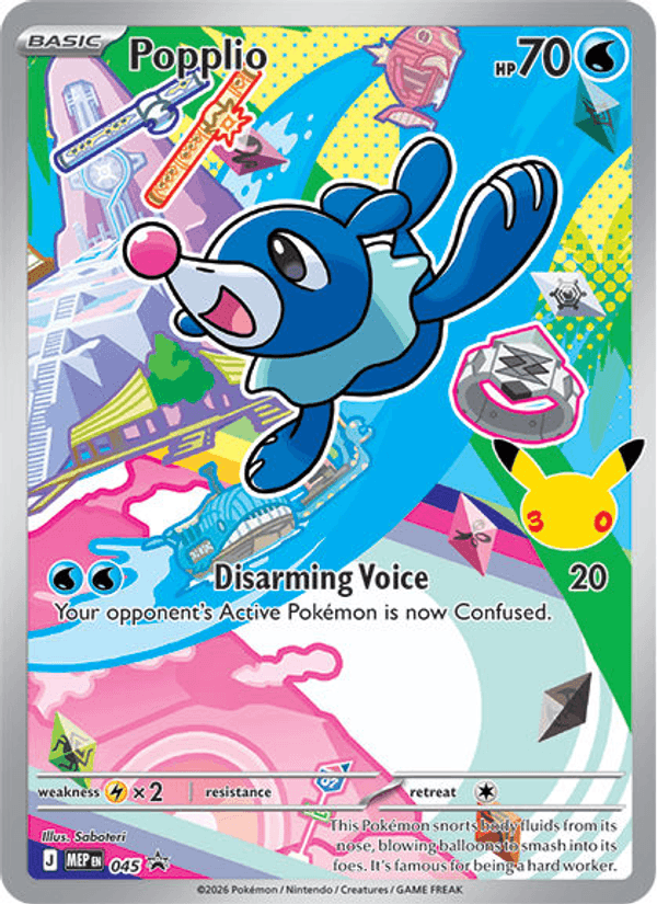 Popplio 045 uit MEP Black Star Promos Pokémon kaart